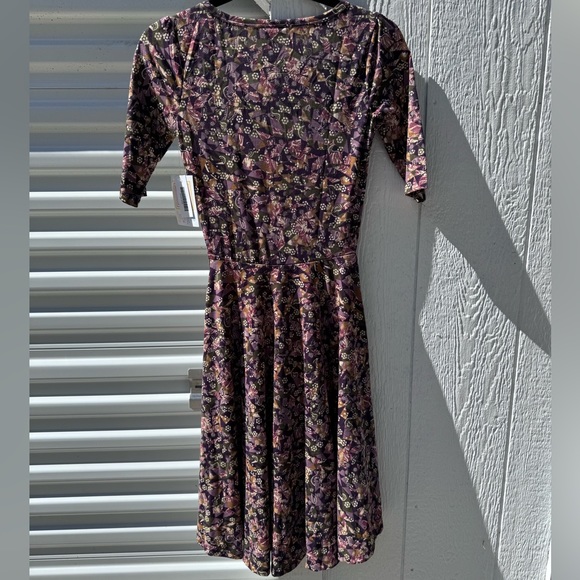 Brand New LuLaRoe Size XXS Plum, Olive, Golden Print Nicole Dress - Picture 2 of 8